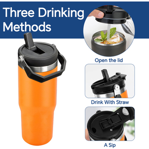 OEM/ODM Custom 30oz Plated Powder Coated Stainless Steel Double Wall Vacuum Insulated Tumbler Travel Mug Handle Lid 6-12 Hours - Product Image 5