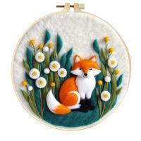 Kit de démarrage pour feutrage à l'aiguille Changxu Textile pour débutants, motif floral, avec sac et cadre à aiguilles pour la couture et le tissage de jouets