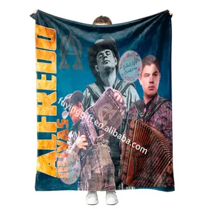 Wholesale Alfredo Olivas Carin Leon Junior H Blanket Custom Mexican Singer Photo Printing Fleece Flannel Blanket