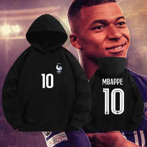 Pour l'équipe de <span class=keywords><strong>France</strong></span> <span class=keywords><strong>Mbappe</strong></span> N° 10 sweats à capuche unisexes en coton personnalisés pour jeunes, style sport, amples, doublés en polaire - Product Image 3