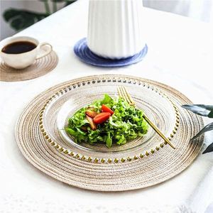 Manteles Individuales Redondos <span class=keywords><strong>de</strong></span> Ratán al por Mayor para Mesa <span class=keywords><strong>de</strong></span> Comedor, Manteles Individuales Boho <span class=keywords><strong>de</strong></span> Rafia con Flecos, Posavasos <span class=keywords><strong>de</strong></span> Bambú, Soporte para Jacinto - Product Image 1