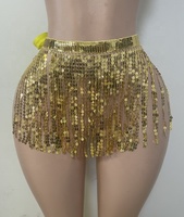 Großhandel breite Taille kurze ausgestellte gotische Pole Stretch Micro Minirock Pailletten Fransen Kleid