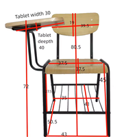 Muebles Escolares de Diseño Tradicional de Alta Calidad al por Mayor, Silla de Escritorio para Estudiantes de Madera para Aula, Tableta de Escritura