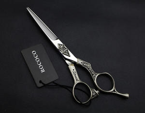 Ciseaux de coiffure professionnels personnalisés en acier inoxydable 440C de 6,0 pouces, pour droitiers, à dents plates, pour franges - Product Image 2