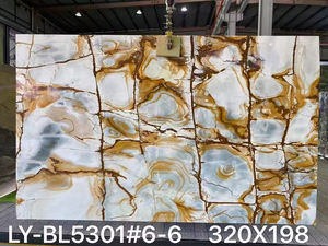 Piedra Natural pulida esmaltada oro blanco piedra de mármol de lujo Impresión de <span class=keywords><strong>Roma</strong></span> losa de mármol personalizada para encimeras - Product Image 6