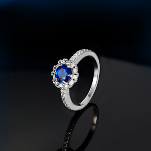 Grace Jewelry Bague en argent 925 de haute qualité de luxe personnalisée pour femme avec spinelle bleu Bijoux de bagues de pierres précieuses personnalisés