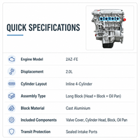 For Toyota 2AZ-FE 2.0L 4-Cylinder Complete Engine Assembly Long Block for for for Auto Replacement