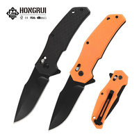 Couteau de poche pliant de survie pour le camping, style 2026 Hongrui, en acier inoxydable 3Cr13, avec manche en plastique, portable pour l'extérieur