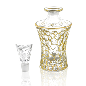 <span class=keywords><strong>Carafe</strong></span> à <span class=keywords><strong>whisky</strong></span> N38 en verre <span class=keywords><strong>cristal</strong></span> craquelé, faite à la main, avec bouchon élégant et finition dorée, en forme de sablier - Product Image 3
