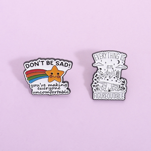 Ne Soyez Pas Triste : <span class=keywords><strong>Humour</strong></span> sur la Santé Mentale, Épingles en Émail Étoile Arc-en-ciel, Broches Grenouille 'Everything Is Figureoutable', Badges de Revers et de Chapeau, Bijoux Cadeau - Product Image 4