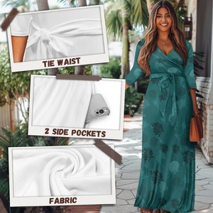Abito <span class=keywords><strong>da</strong></span> <span class=keywords><strong>sera</strong></span> Chic con collo a V stampato personalizzato Maxi abito Casual con Design a conchiglia - Product Image 5