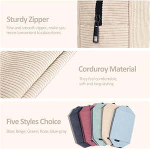 Pochette per Cosmetici in Velluto a Coste Personalizzata e Resistente con Cerniera Metallica, Piccola <span class=keywords><strong>Borsa</strong></span> per il Trucco <span class=keywords><strong>da</strong></span> Donna per <span class=keywords><strong>Borsa</strong></span> - Product Image 4