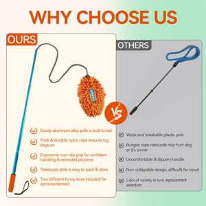 AFP Interactive Outdoor Exercise Training Pet Toy Extendable <strong>Dog</strong> <strong>Flirt</strong> <strong>Pole</strong> <strong>Dogs</strong> Chase &amp; Tug-of-war Teaser Wand Lure Chew Toy - Product Image 6