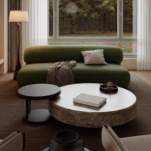 Sofá Seccional de Tres Plazas Estilo Francés Vintage con Armazón de Madera y Funda de Cachemira para Sala de Estar y Villa - Product Image 5