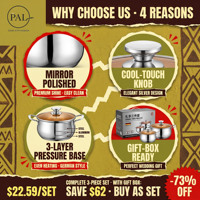 Juego de Utensilios de Cocina de Acero Inoxidable Moderno de 3 Piezas al por Mayor, Olla para Leche de 16, 20 y 24 cm, Olla para Salsas, Sartén, Apto para Inducción y Gas, Ecológico, Venta al por Mayor