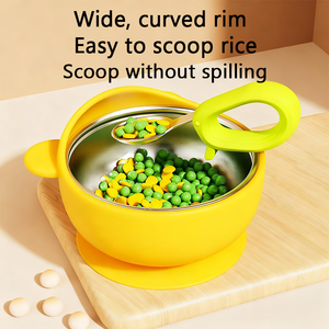 Platos de Silicona para Niños al por Mayor, Diseño de Oso OEM/ODM, Aptos para Alimentos y Resistentes a Caídas con Base de Succión, Plato de Destete para Bebés - Product Image 2