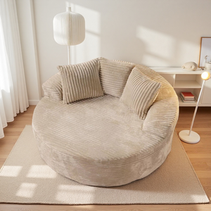 كرسي أريكة مستدير فردي من الإسفنج النقي بدون إطار للغرفة المعيشية، كرسي بمقعد واحد مضغوط للمساحات الصغيرة - Product Image 2