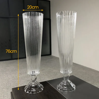 Vase en Verre Haut et Clair à Rayures, Grand Vase Décoratif Trompette pour Fleurs, Support de Centre de Table pour Décoration de Mariage