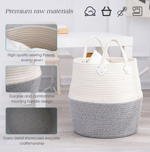 Paniers de rangement pliables en corde de coton tressée faits <span class=keywords><strong>à</strong></span> la main, grande capacité, pour l'organisation des vêtements, taille personnalisable - Product Image 6