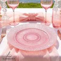 Assiettes de présentation rondes Lanques 13 en verre violet élégant pour décoration de mariage, centres de table décoratifs de luxe pour événements et locations