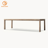 Ensemble de salle à manger d'extérieur en aluminium brun foncé, table rectangulaire de patio avec pieds carrés, mobilier de jardin moderne pour villa, terrasse, bord de piscine