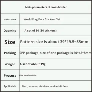 Autocollants pour le visage avec drapeau national RF pour les fans, club de football, événement sportif, tatouage pour supporters, personnalisable, adhésif, imperméable, géométrique moderne - Product Image 4