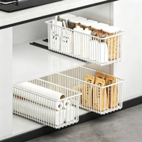 Organisateur de placard extensible coulissant en métal, panier de rangement coulissant pour cuisine, garde-manger, sous évier, organisation domestique