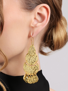 Pendientes de cascada dorados con textura martillada, estilo bohemio, joyería de moda llamativa para mujer - Product Image 5