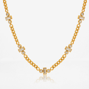 Collar de Cristal con Incrustaciones Geométricas de Diamantes de Imitación, Joyería para Mujer de Uso Diario - Product Image 1