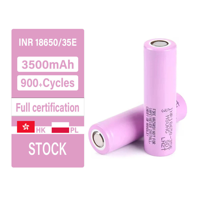 18650 3500mAh Solid State Battery for Samsung INR18650 35E 3.7V 500 Cycles for Solar Storage Power Bank