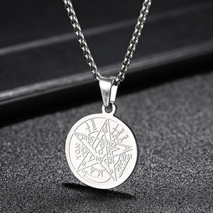 Collier Talisman Salomon au Design Unique, Bijou Amulette en Acier Inoxydable, Pendentif Gravé Pentagramme, Bijoux Personnalisés en Argent - Product Image 2