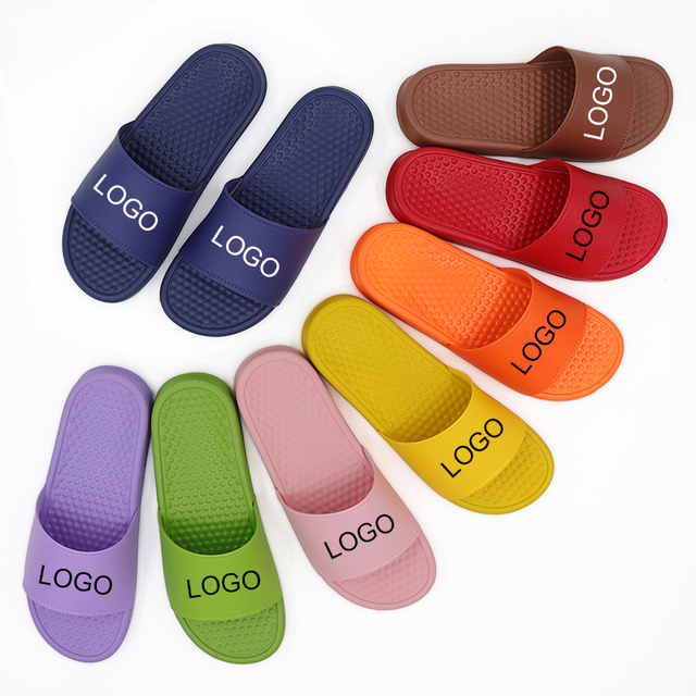 Custom Logo Fashion Slippers with Anti-Slip Feature Light PVC Insole for Outdoor Use Indoor Massage Slides