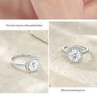 Grosir Pabrik Perhiasan Pernikahan Pertunangan Perak 925 Berlapis Rhodium Berkilau Potongan Bulat 2CT VVS1 GRA Cincin Moissanite untuk Wanita