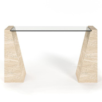 Meubles de Table en pierre haut de gamme pieds de Table en marbre de table en verre transparent Table Console minimaliste