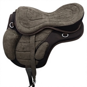 Silla de montar inglesa sin arco de cuero estilo Freemax marrón, ligera, duradera, con asiento acolchado suave y cómoda para resistencia. - Product Image 4
