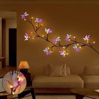 Lampe décorative LED en forme de cœur, motif feuille de vigne, papillon et fleur, avec télécommande à bouton, alimentation USB, IP55, pour extérieur
