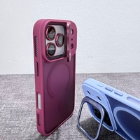 Casing Ponsel Magnetik Bingkai Matte Mewah dengan Disipasi Panas untuk iPhone 18 13 14 15 16 17 Pro Max Dilengkapi Bracket Pelindung Lensa
