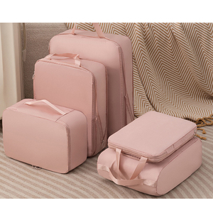 Evercredit 5pcs Du Lịch tổ chức thiết lập thời trang bộ nhớ vải nén túi dây kéo đôi hệ thống không thấm nước mở rộng unisex - Product Image 1