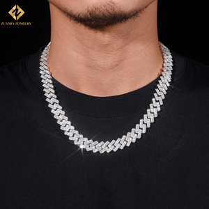Gold Plated Moissanite Tennis Necklace 925 Sterling Silver Cuban Chain Hip Hop Style VVS Moissanite for Men Women - Product Image 3