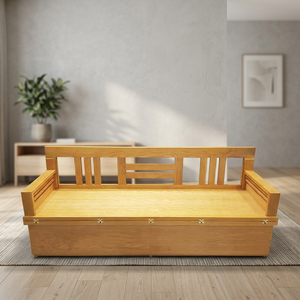 Antique Modern Japanese Simple Style <b>Double</b> Queen King Size Foldable Pine Wood <b>Bed</b> Solid Home Furniture <b>Storage</b> Feature High - Product Image 3