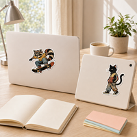 Autocollants découpés sur mesure en vinyle imperméable pour animaux : renard, chat, raton laveur, grenouille, chien – pour la décoration de bouteilles, ordinateurs portables, bagages et journaux