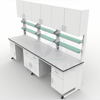 Banc de laboratoire moderne, table de travail industrielle pour laboratoire, poste de travail métallique résistant aux produits chimiques, revêtement en poudre époxy, résistant aux eaux fortement alcalines