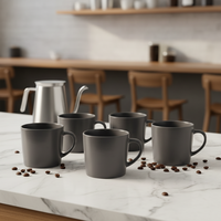 Nouveautés Tasse à café en céramique imprimée de logo de décalcomanie émaillée de couleur simple Tasse à café de gravure au laser émaillée par pulvérisation personnalisée