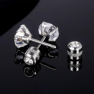 Stud <b>Earrings</b> Round Zircon Claw Setting Stainless Steel Party Fashion Jewelry 0.8*6*<b>3MM</b> to 0.8*6*8MM - Product Image 4