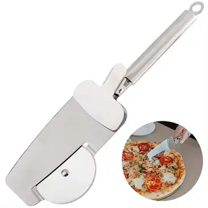 Profesyonel yüksek kalite 3 1 paslanmaz çelik mutfak Pizza kesici kürek Pizza tekerlek kesici ile kek bıçağı