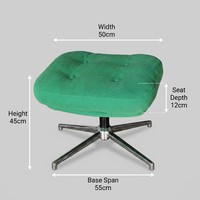 Pouf pivotant moderne en velours côtelé avec base chromée et repose-pieds capitonné pour salon