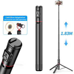 CYKE 1.83m alüminyum alaşımlı ultra uzun çubuk entegre gizli tasarım kablosuz uzaktan kumanda cep telefonu özçekim çubuğu tripod C10 - Product Image 1