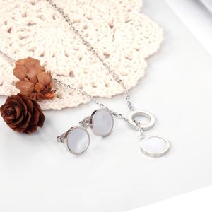 Nouvel Arrivage : Parure de bijoux en acier inoxydable plaqué or 18 carats, boucles d'oreilles et collier tendance pour femme, bijoux fantaisie - Product Image 4