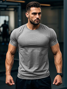 T-shirt en coton tricoté à manches courtes et col rond pour homme, coupe classique, couleur unie, décontracté - Product Image 4