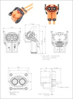 Connecteur DC HV/HVIL pour Véhicule Électrique, IP67, Automobile, Droit, 1, 2 ou 3 Broches, 200A, 300A, Contact Cuivre, 1000V, pour Stockage d'Énergie